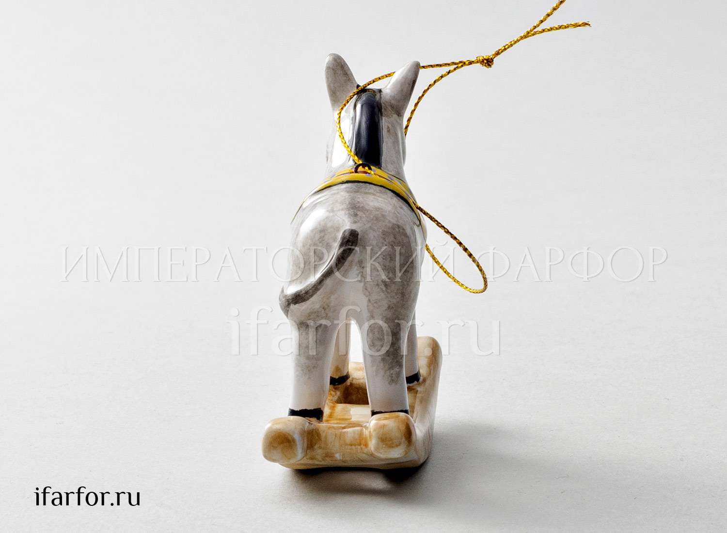 Елочная игрушка «Ослик-качалка» Форма: Ослик-качалка. Майолика. 60 x 56 мм.