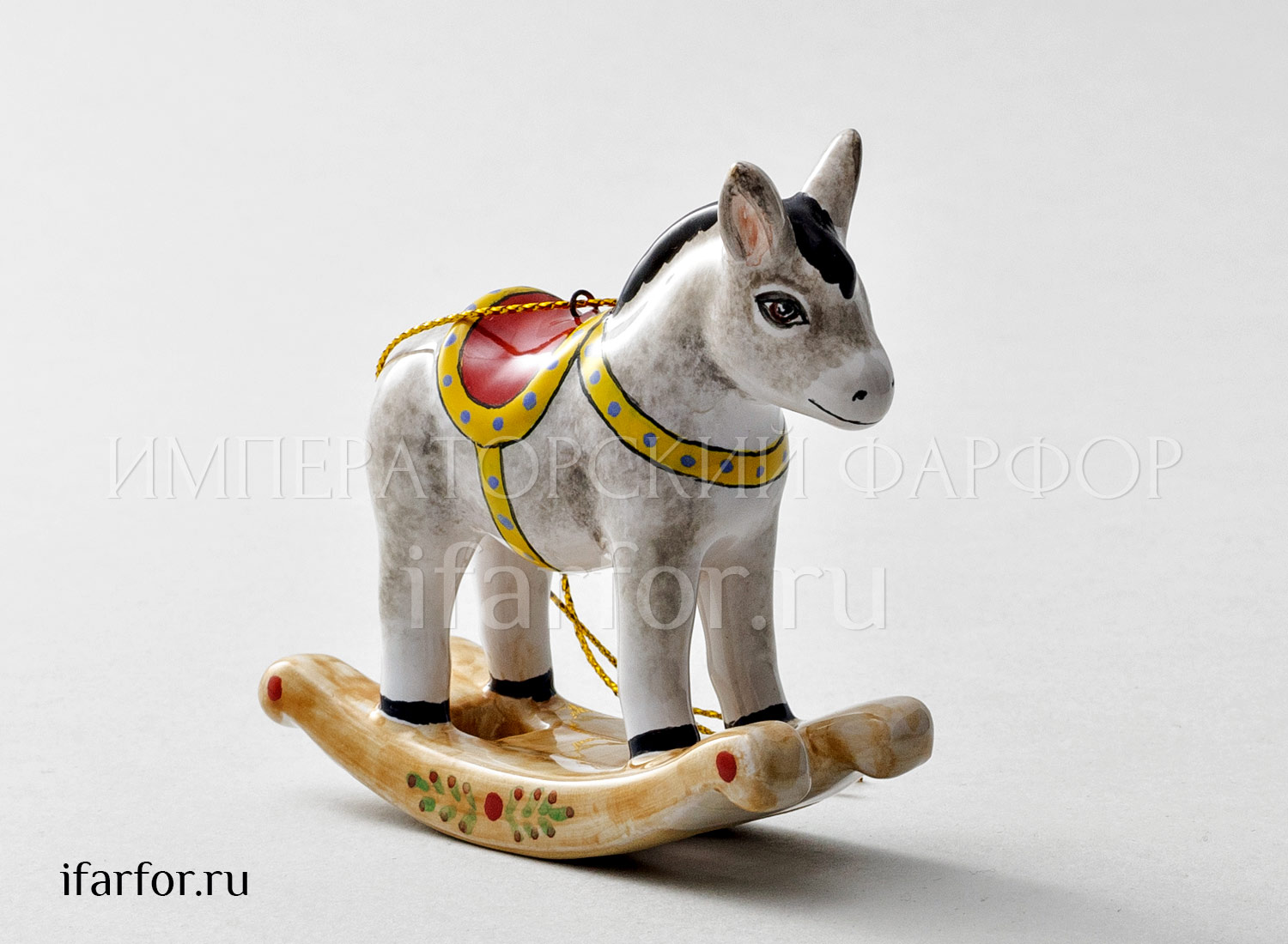 Елочная игрушка «Ослик-качалка» Форма: Ослик-качалка. Майолика. 60 x 56 мм.
