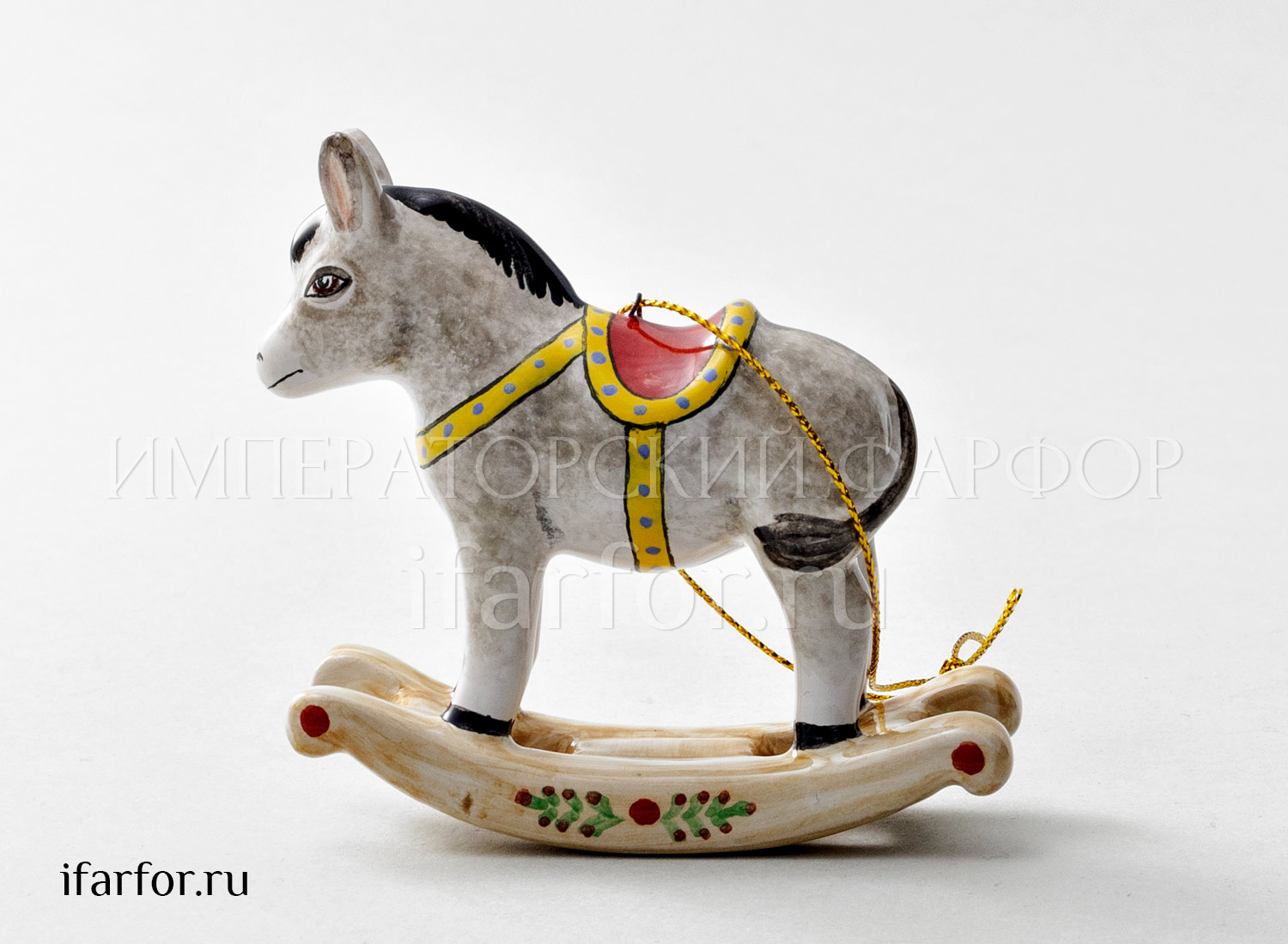 Елочная игрушка «Ослик-качалка» Форма: Ослик-качалка. Майолика. 60 x 56 мм.