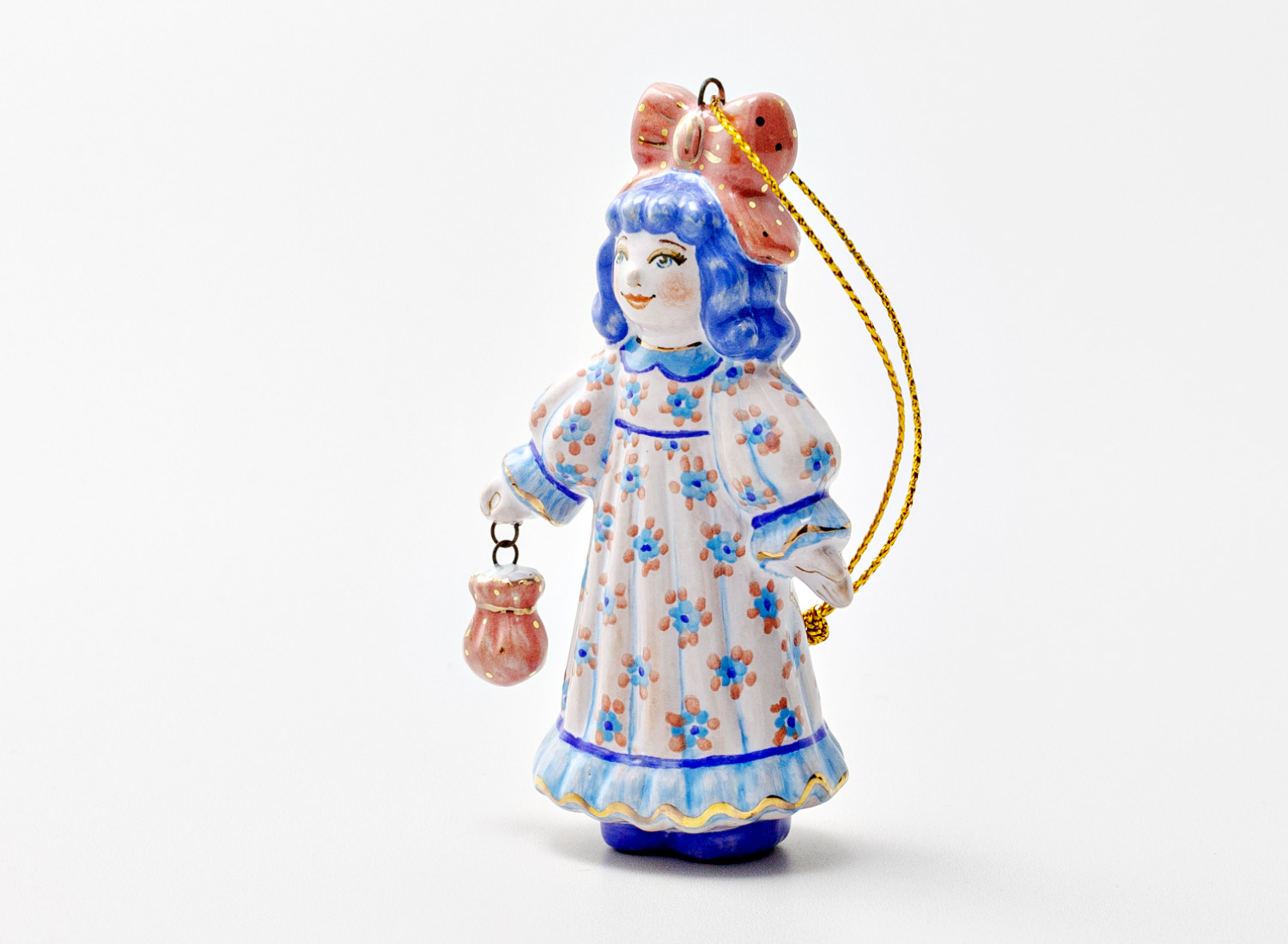 Елочная игрушка «Золотой ключик. Мальвина» Майолика. 50 x 90 мм.