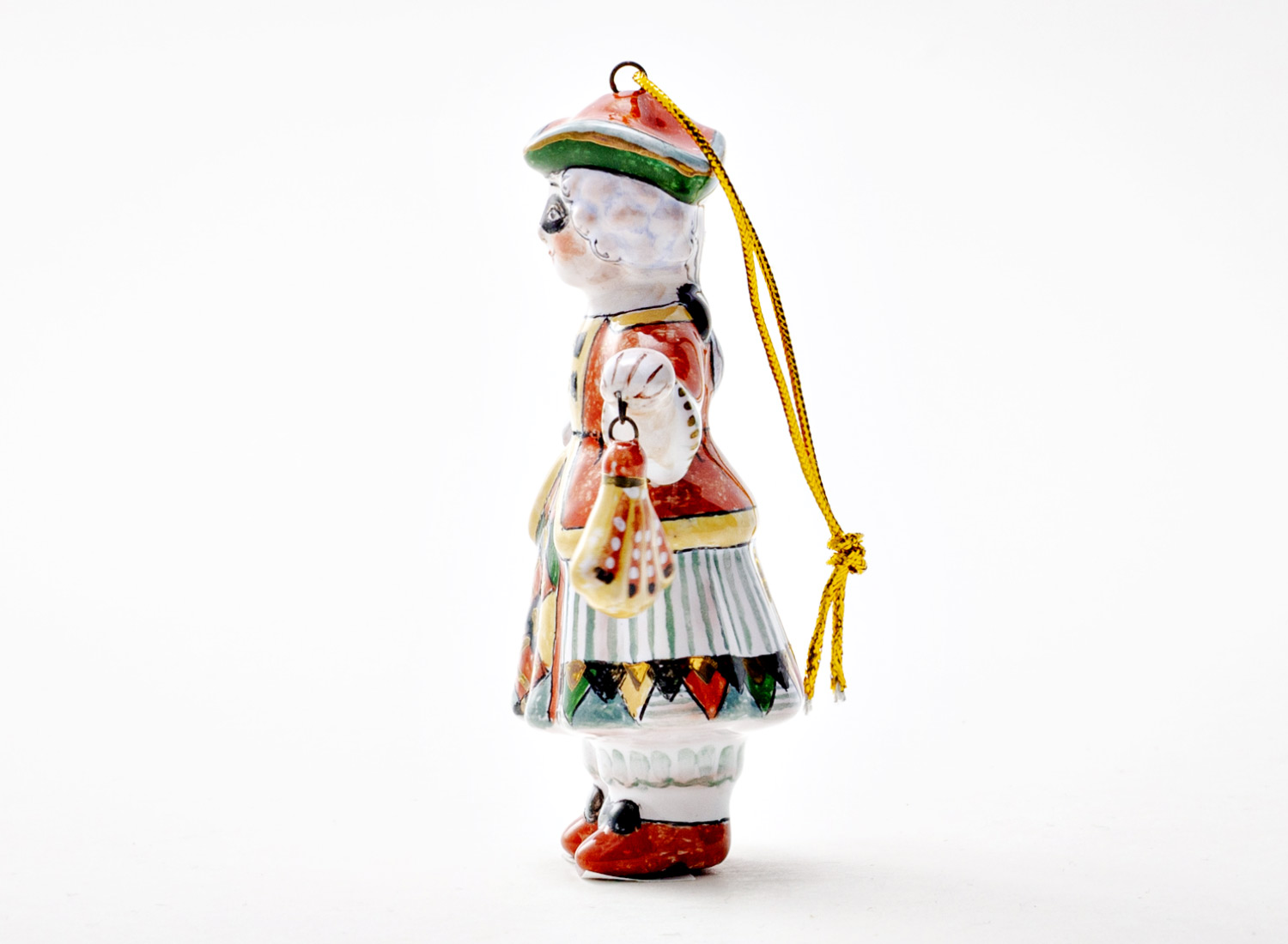 Елочная игрушка «Золотой ключик. Коломбина 1» Майолика. 60 x 90 мм.