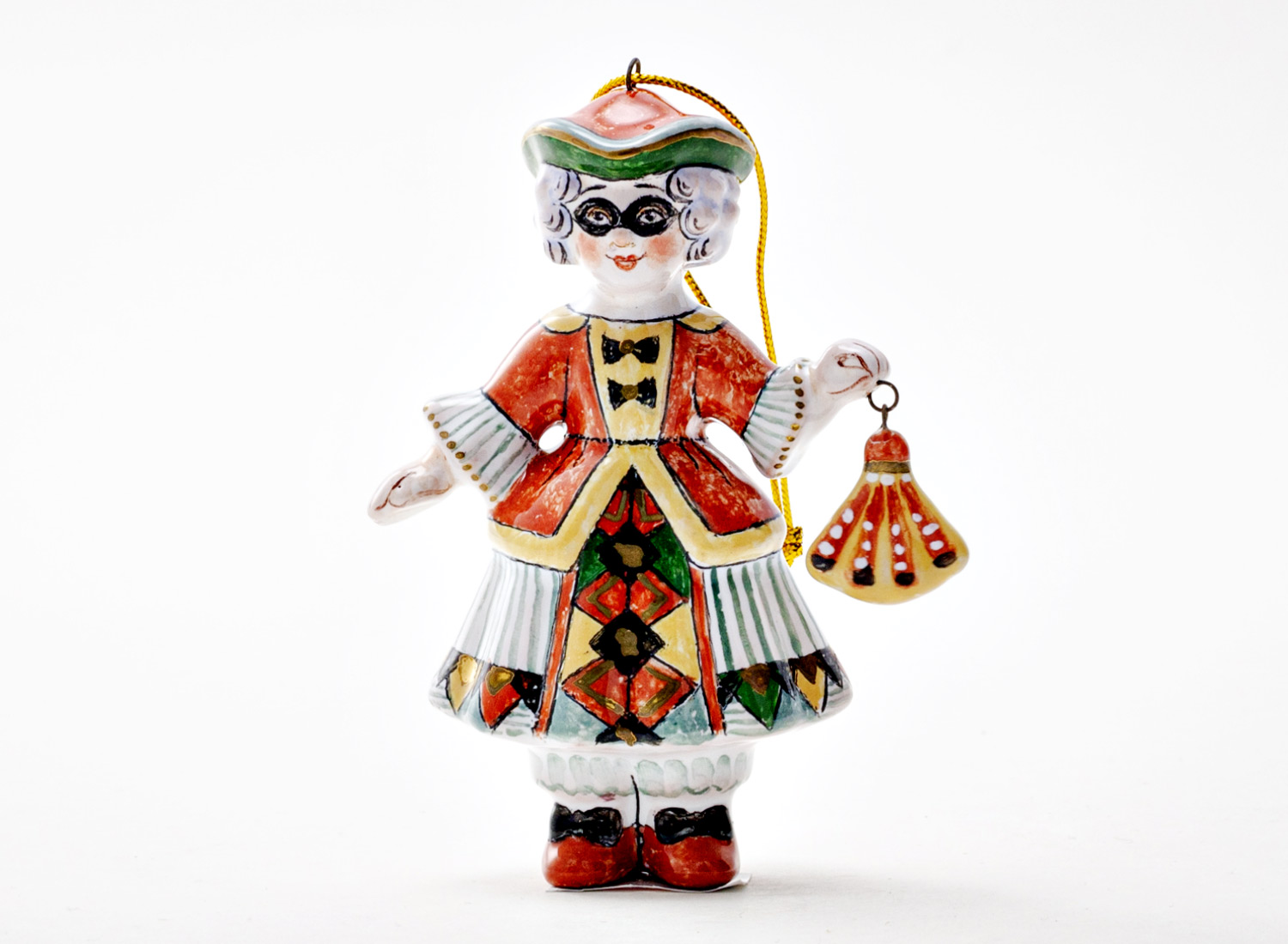 Елочная игрушка «Золотой ключик. Коломбина 1» Майолика. 60 x 90 мм.
