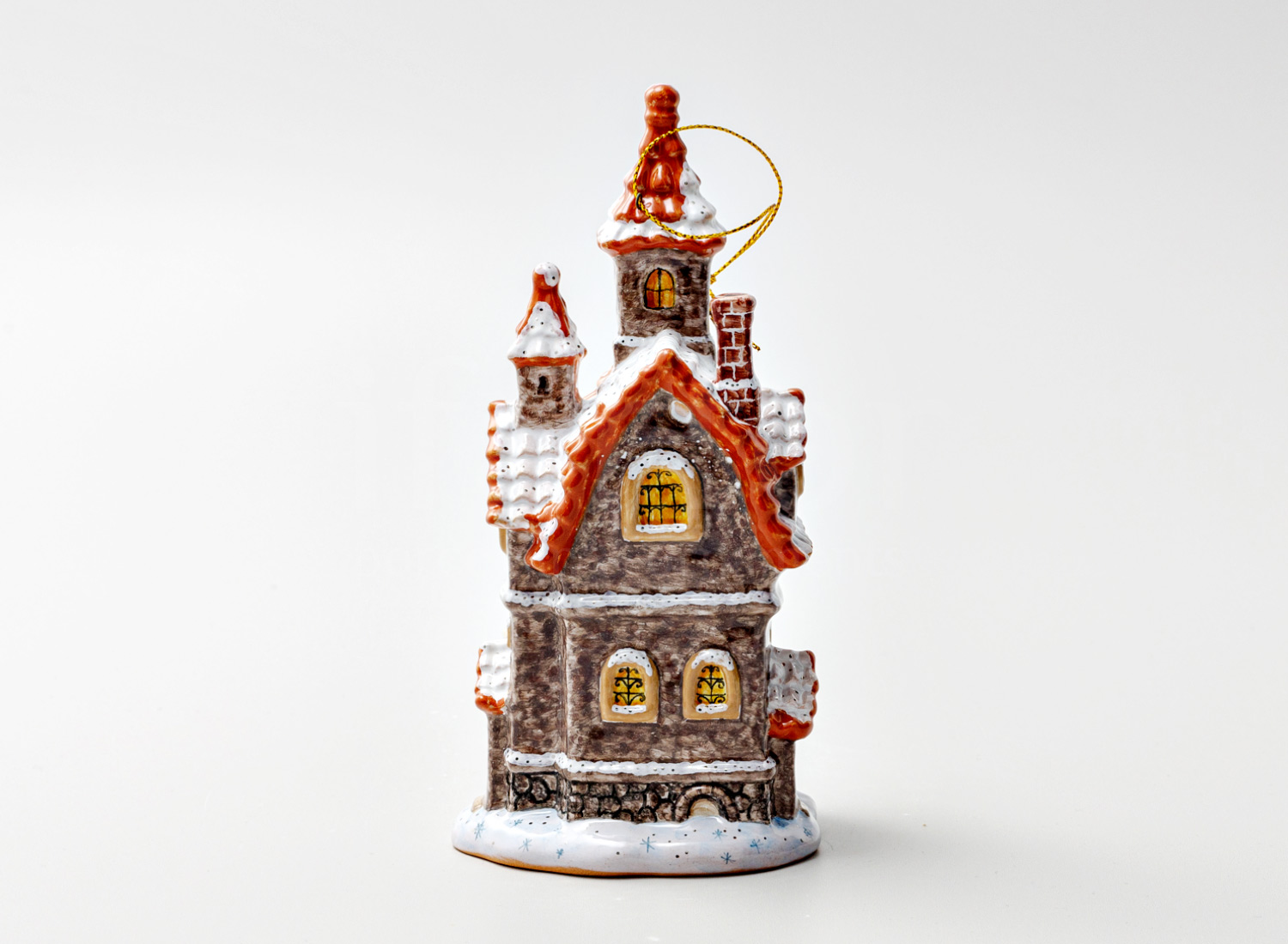 Елочная игрушка «Дом с фонарем» Форма: Дом с фонарем. Майолика. 80 x 170 мм.