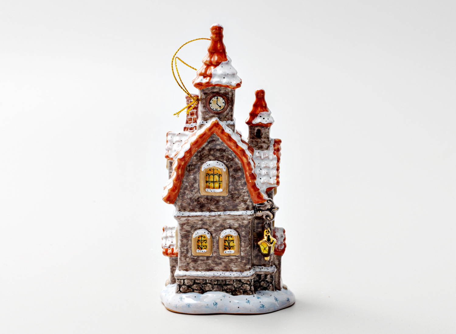 Елочная игрушка «Дом с фонарем» Форма: Дом с фонарем. Майолика. 80 x 170 мм.
