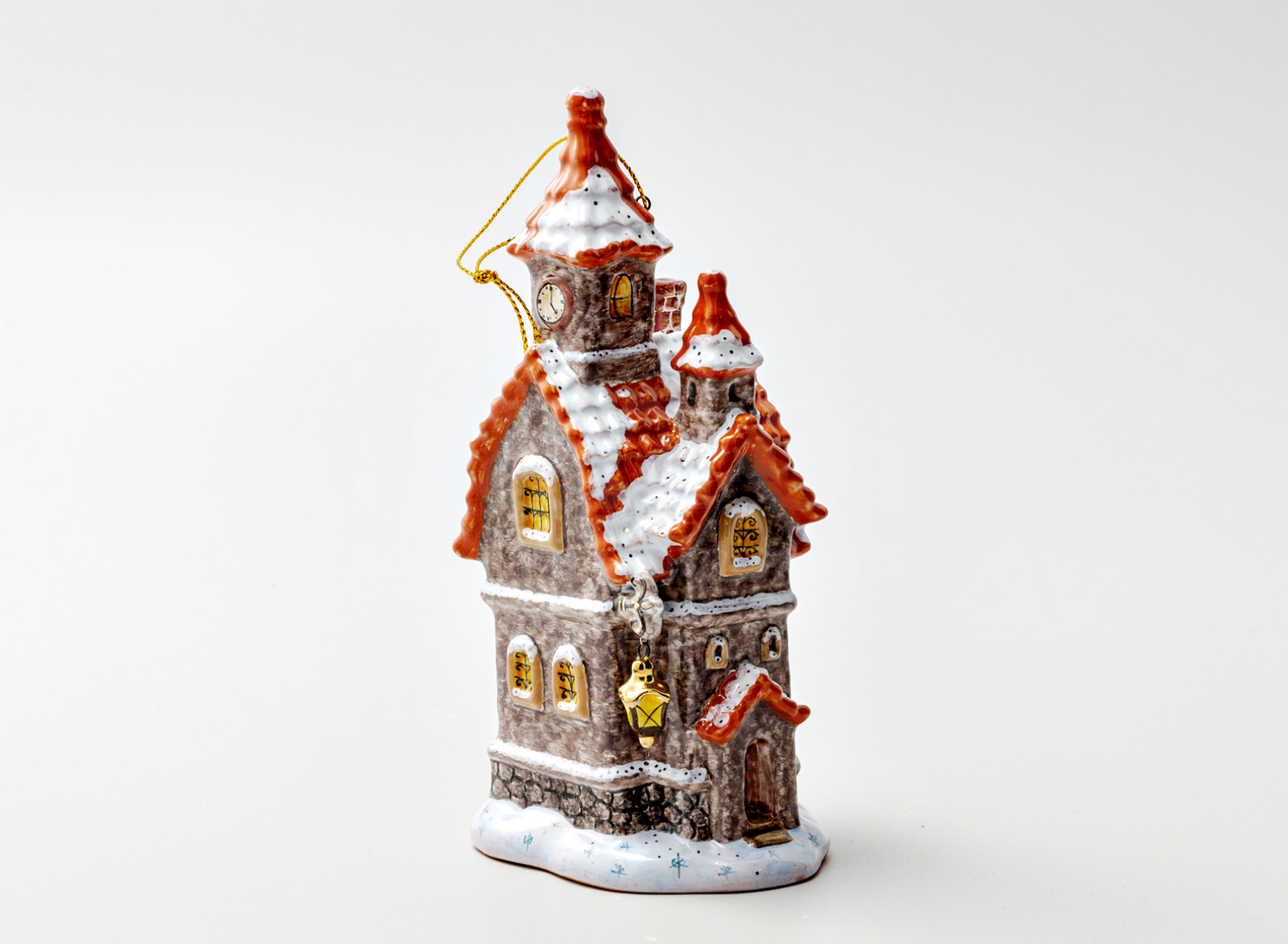 Елочная игрушка «Дом с фонарем» Форма: Дом с фонарем. Майолика. 80 x 170 мм.