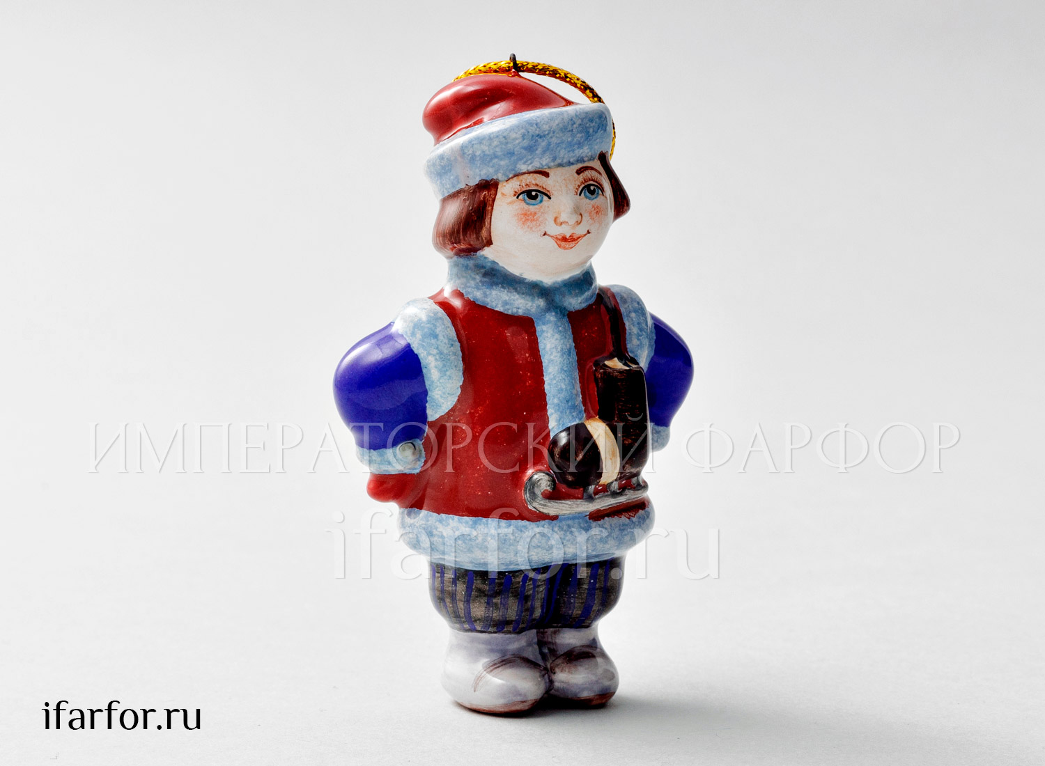 Елочная игрушка «Январь» Форма: Январь. Майолика. 55 x 95 мм.