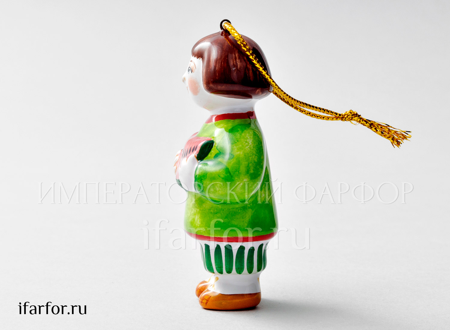Елочная игрушка «Август» Форма: Август. Майолика. 52 x 92 мм.