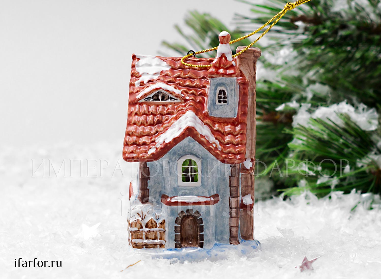 Елочная игрушка «Голландский домик» Форма: Голландский домик. Майолика. 70 x 110 мм.