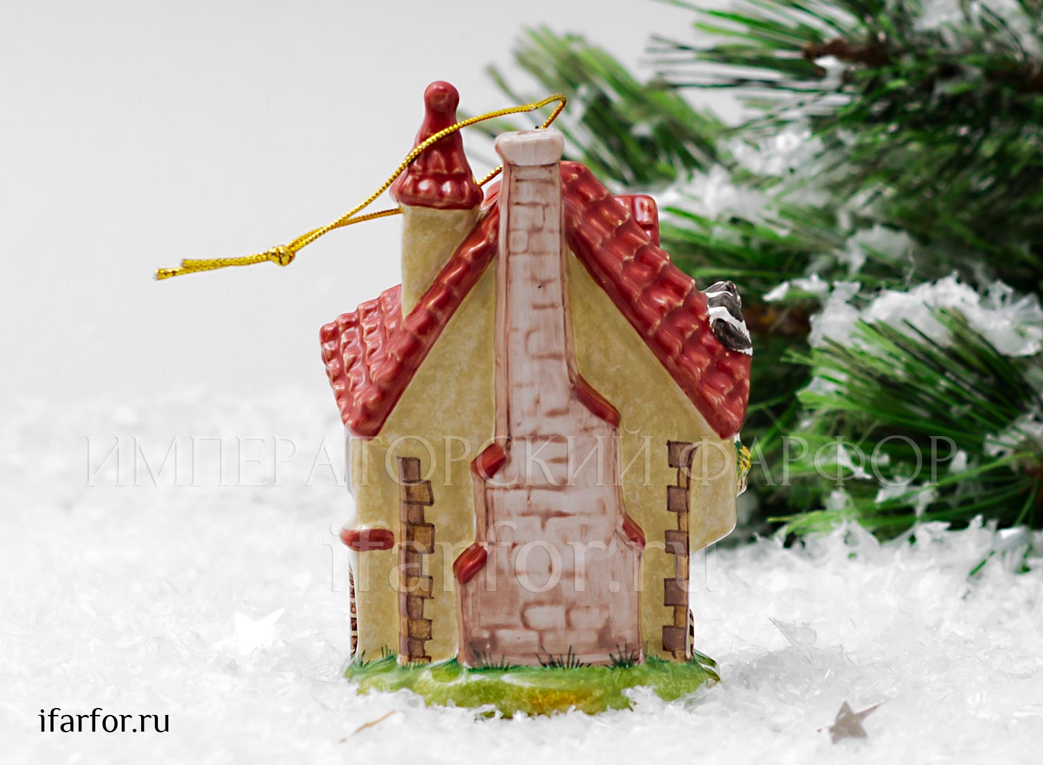 Елочная игрушка «Голландский домик» Форма: Голландский домик. Майолика. 70 x 110 мм.