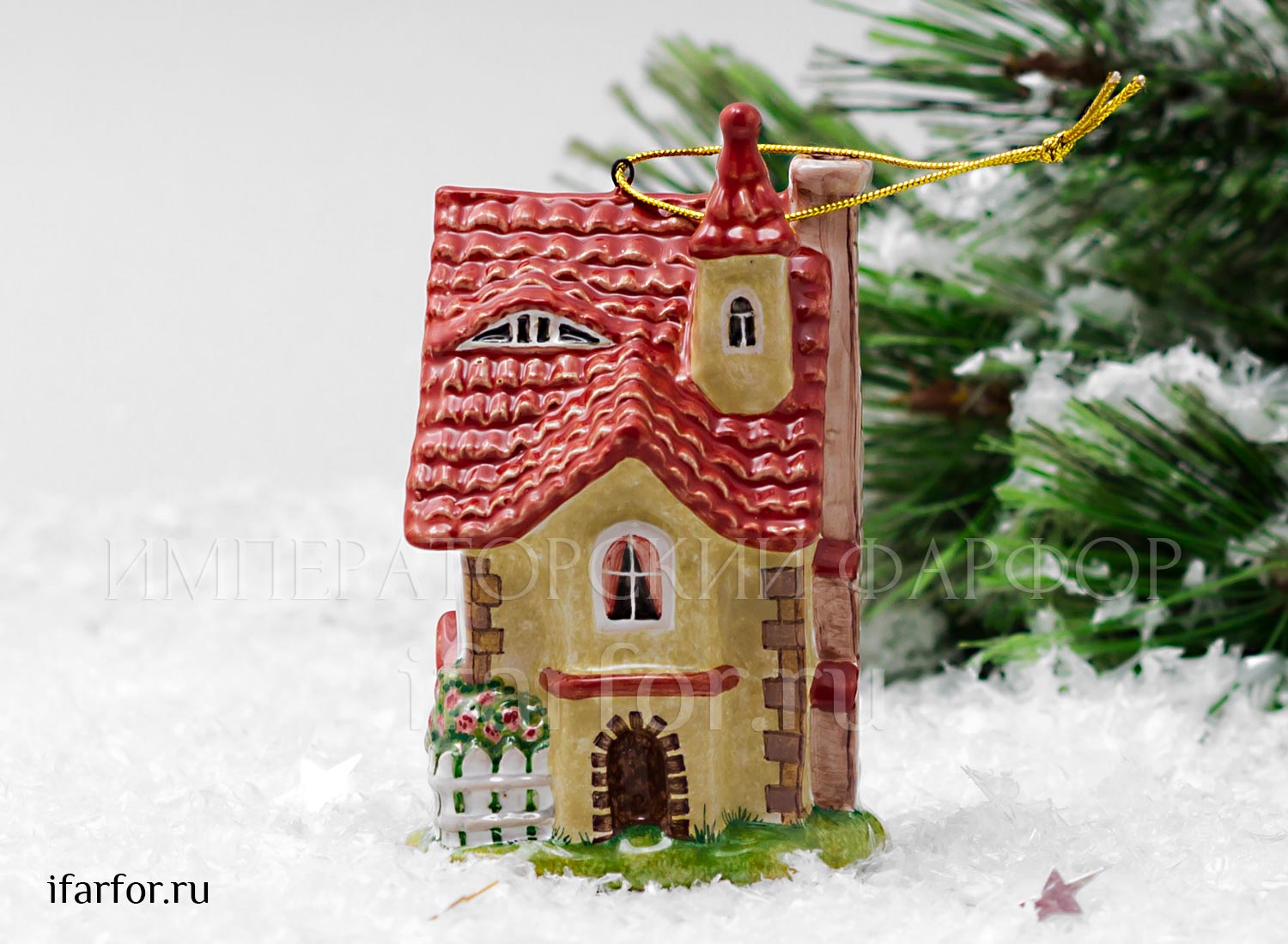 Елочная игрушка «Голландский домик» Форма: Голландский домик. Майолика. 70 x 110 мм.