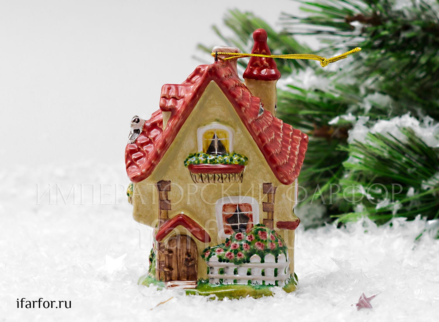 Елочная игрушка «Голландский домик» Форма: Голландский домик. Майолика. 70 x 110 мм.