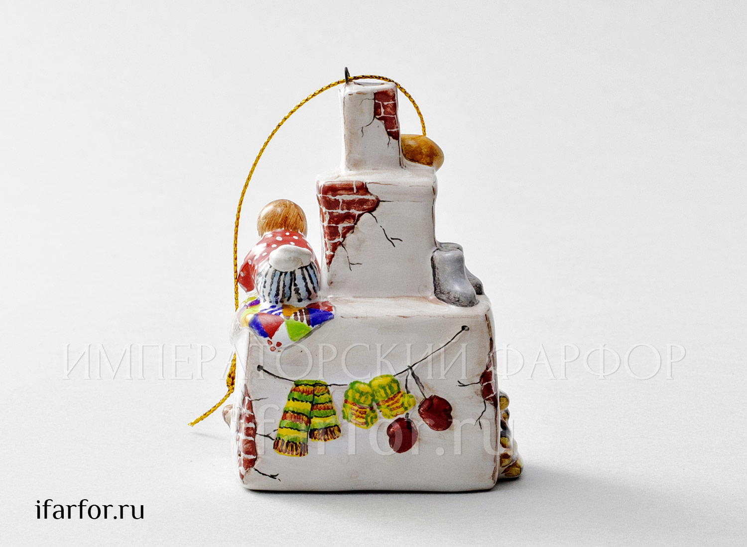 Елочная игрушка «Печка» Форма: Печка. Майолика. 70 x 100 мм.
