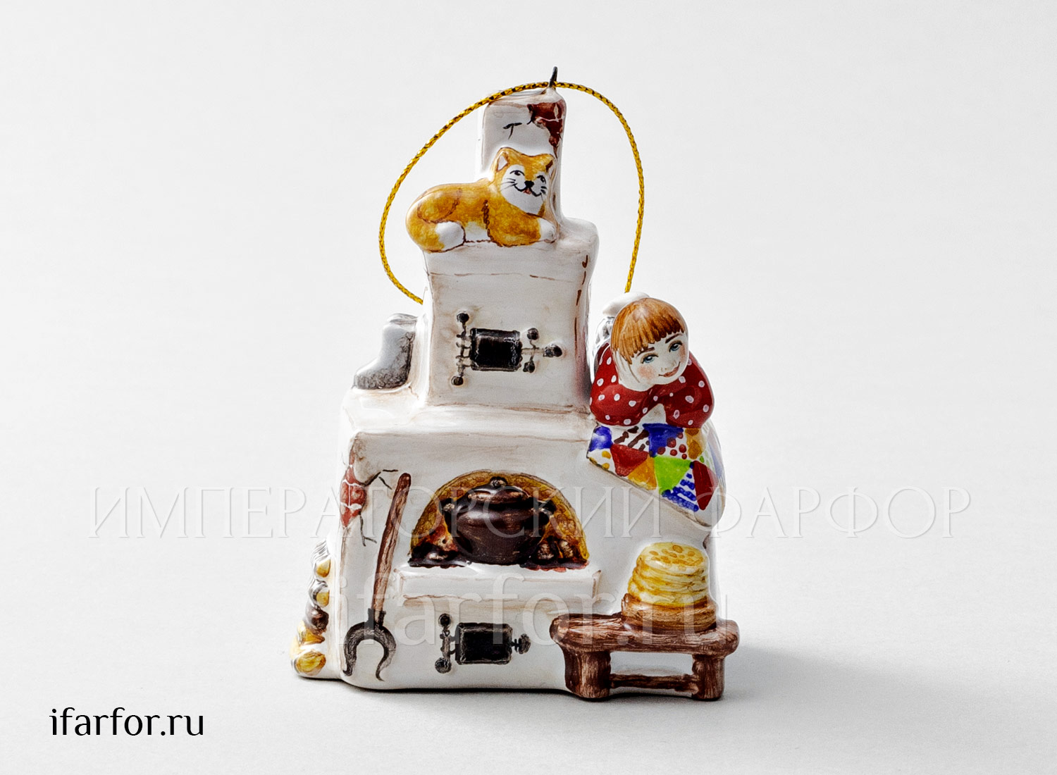 Елочная игрушка «Печка» Форма: Печка. Майолика. 70 x 100 мм.