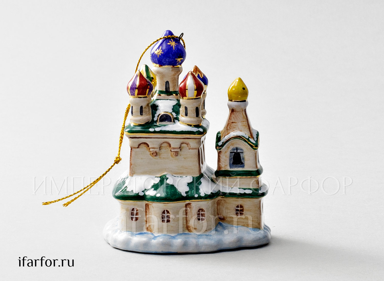 Елочная игрушка «Церквушка» Форма: Церквушка. Майолика. 78 x 100 мм.