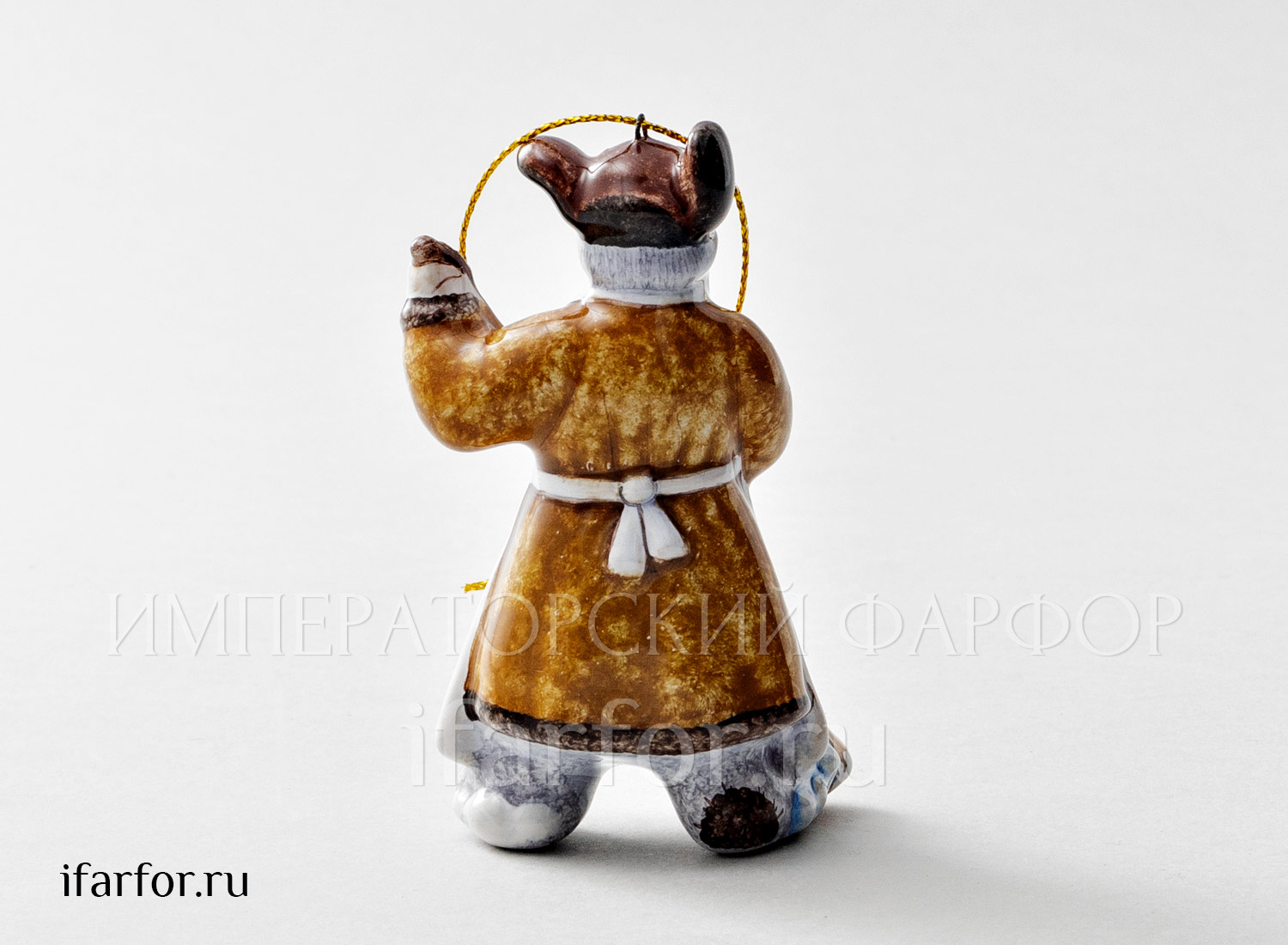 Елочная игрушка «Дворник» Форма: Дворник. Майолика. 55 x 90 мм.