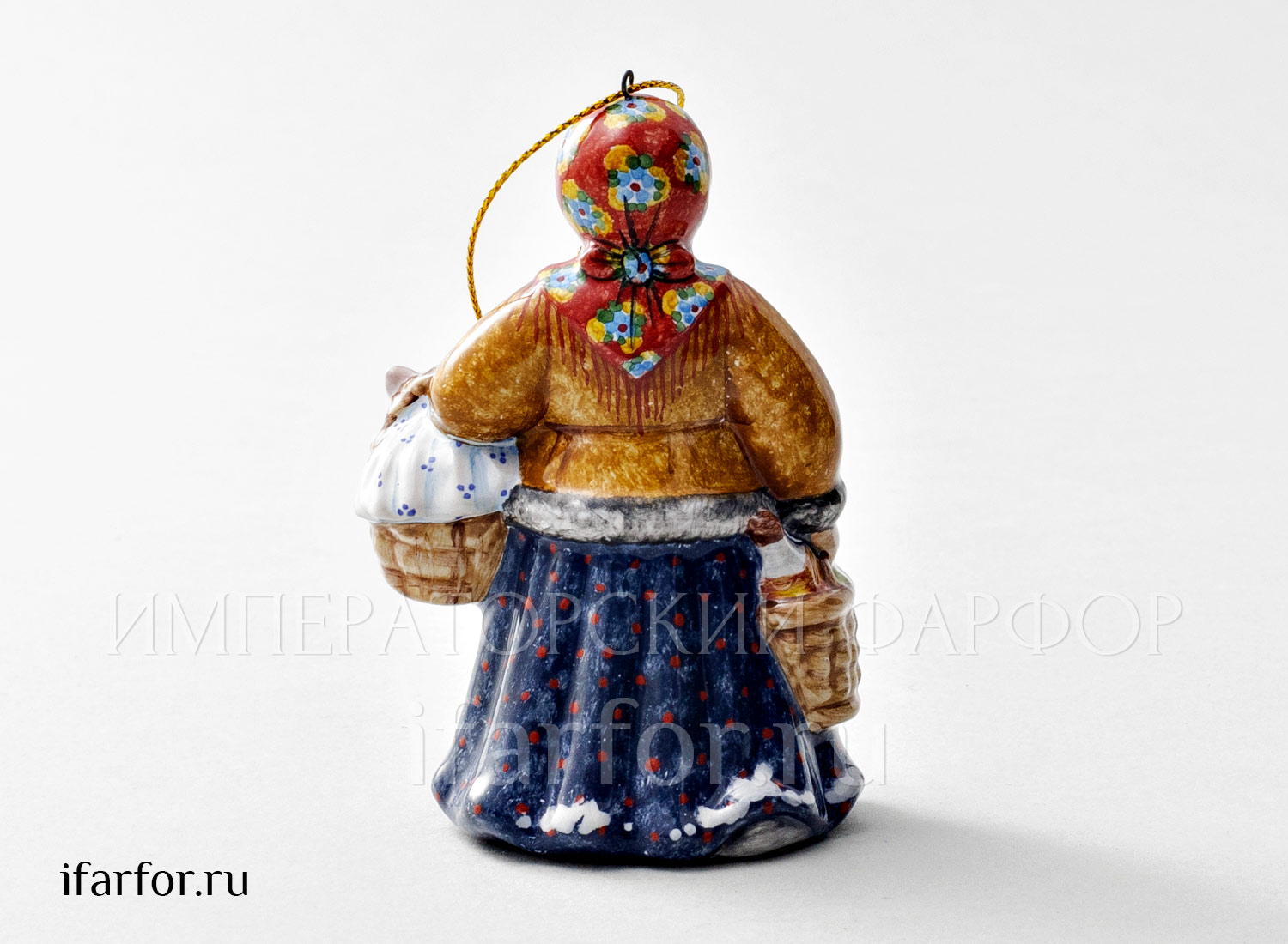 Елочная игрушка «С базара» Форма: С базара. Майолика. 60 x 90 мм.