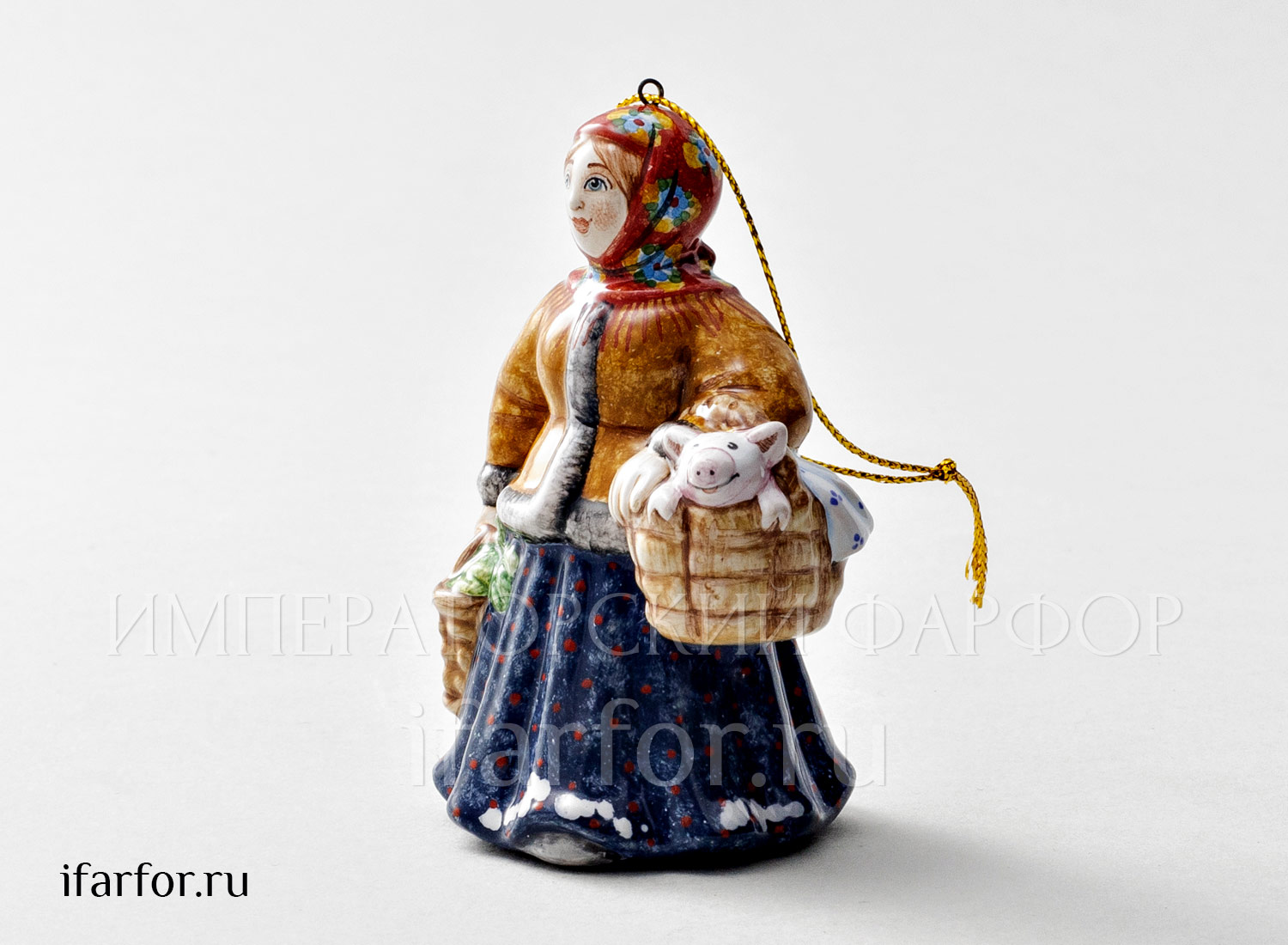 Елочная игрушка «С базара» Форма: С базара. Майолика. 60 x 90 мм.