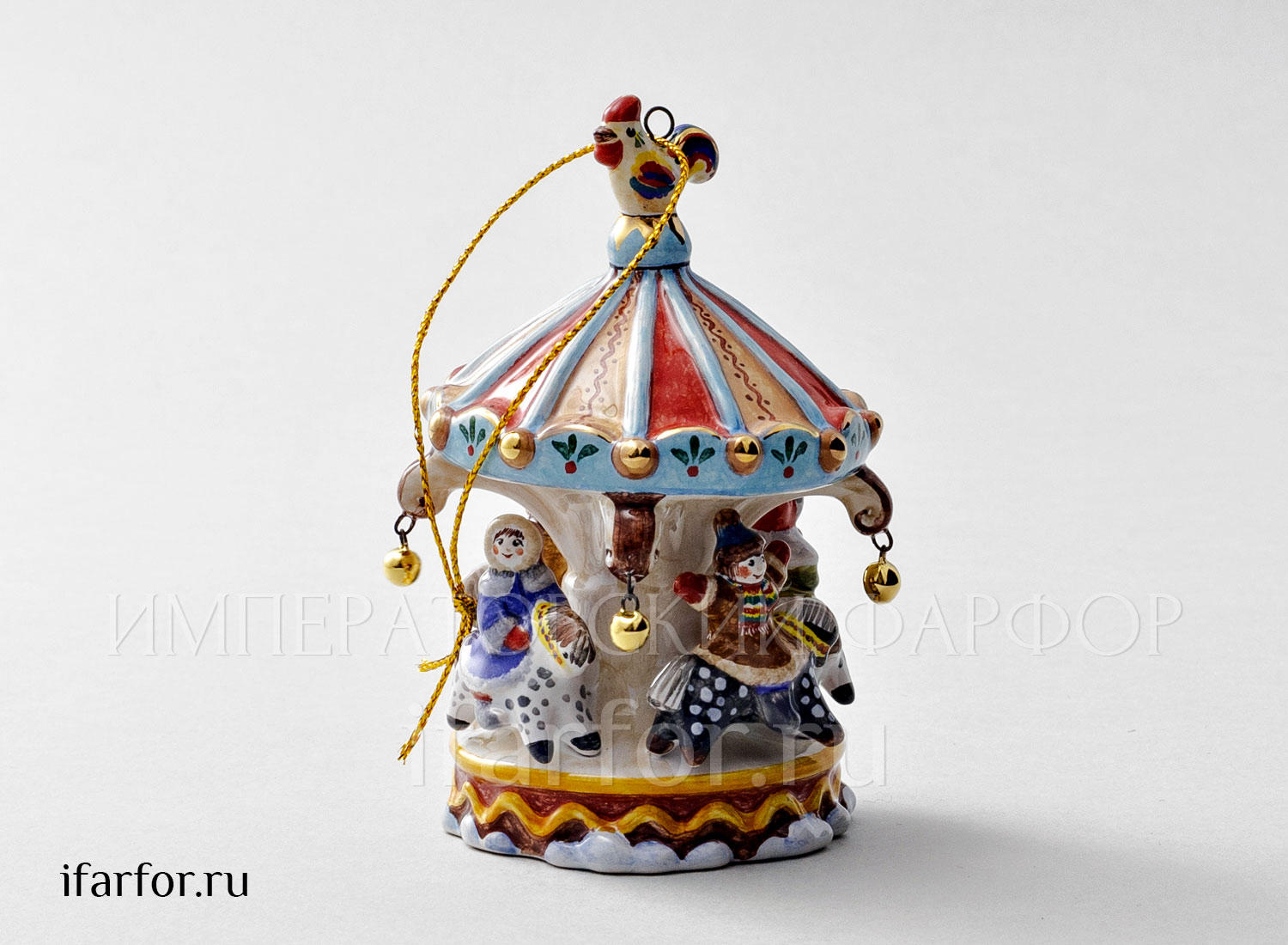 Елочная игрушка «Карусель» Форма: Карусель. Майолика. 93 мм.