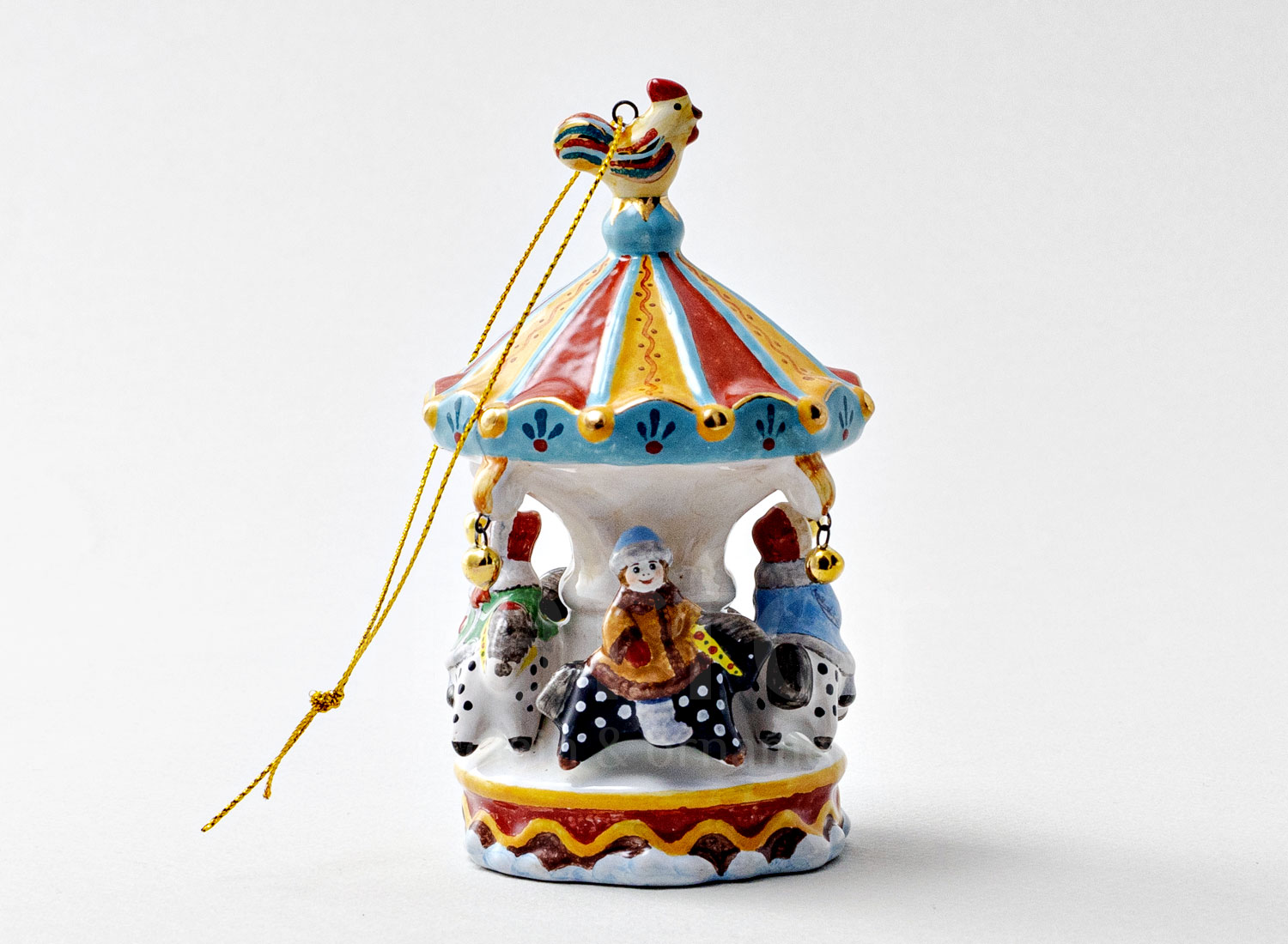 Елочная игрушка «Карусель» Форма: Карусель. Майолика. 65 x 100 мм.