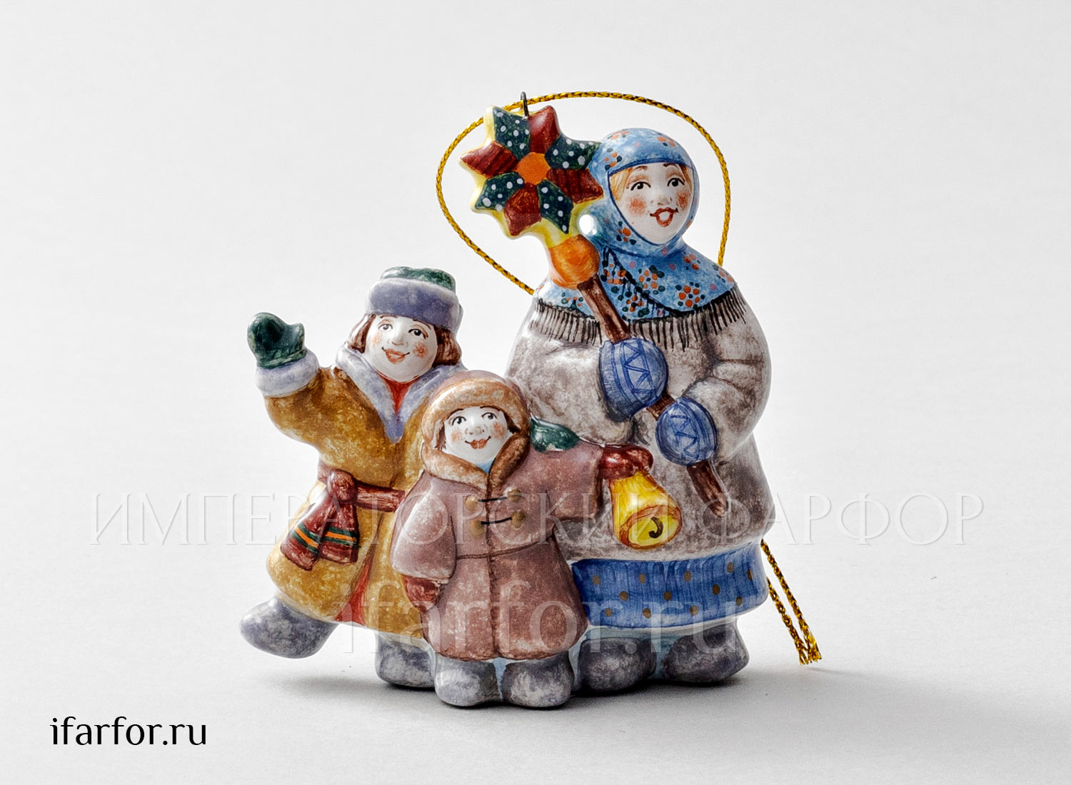 Елочная игрушка «Колядки» Форма: Колядки. Майолика. 75 x 85 мм.