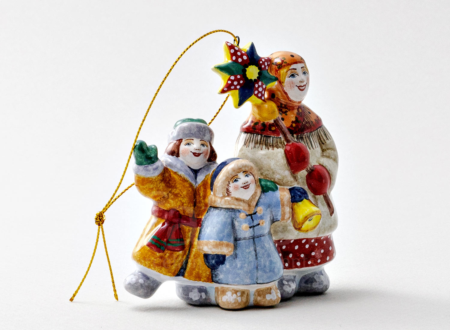 Елочная игрушка «Колядки» Форма: Колядки. Майолика. 75 x 85 мм.