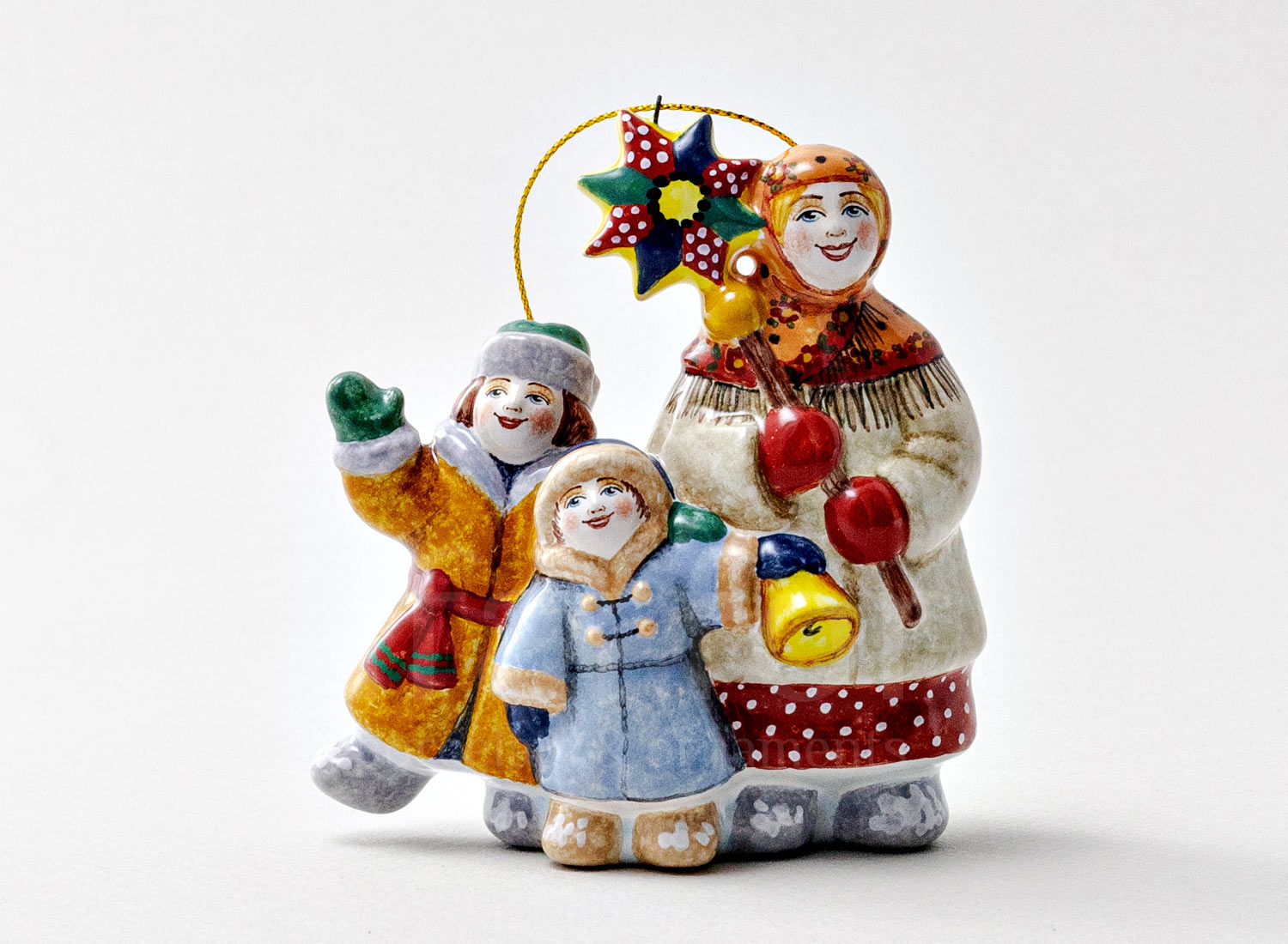 Елочная игрушка «Колядки» Форма: Колядки. Майолика. 75 x 85 мм.