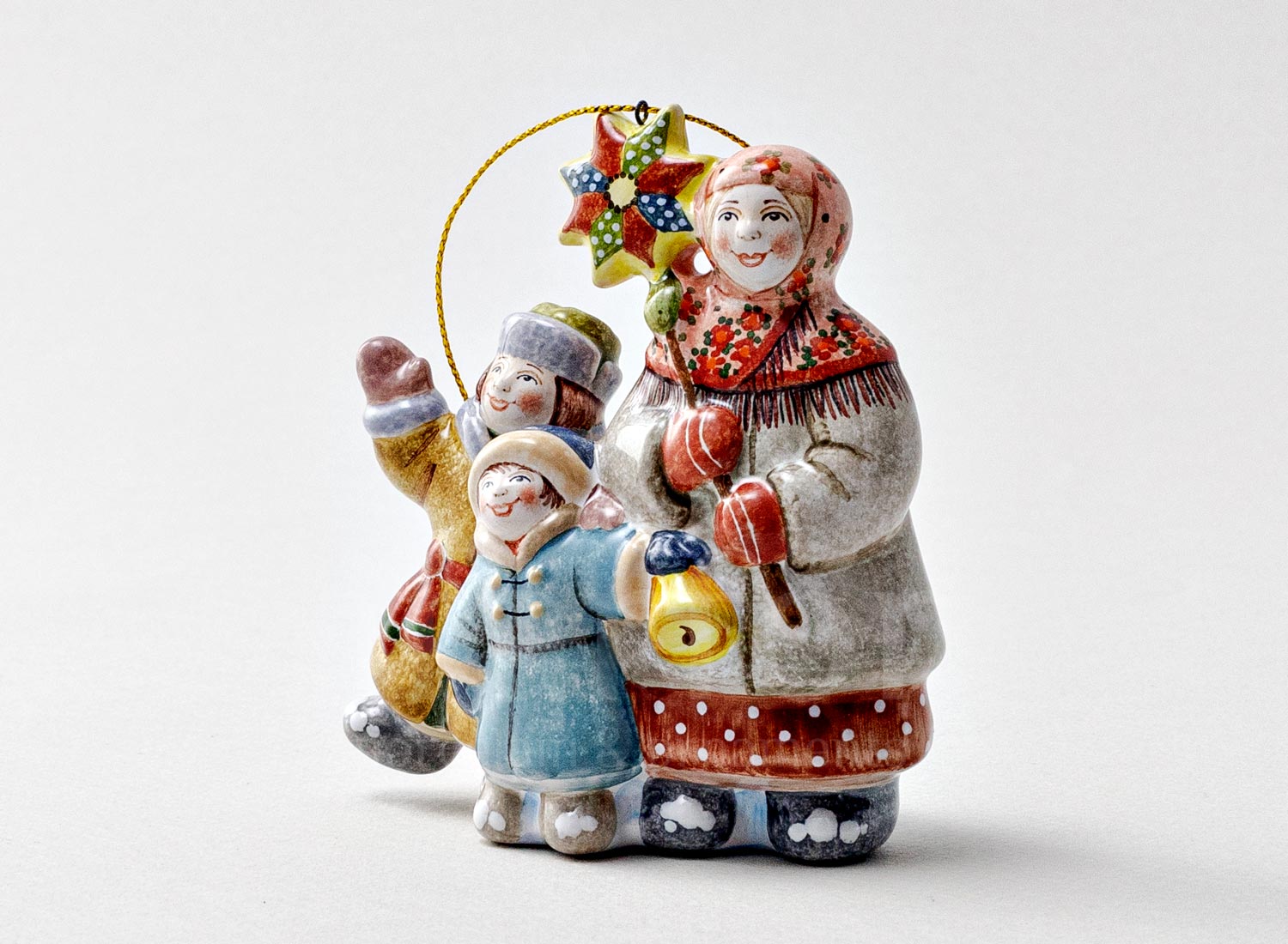 Елочная игрушка «Колядки» Форма: Колядки. Майолика. 80 x 85 мм.