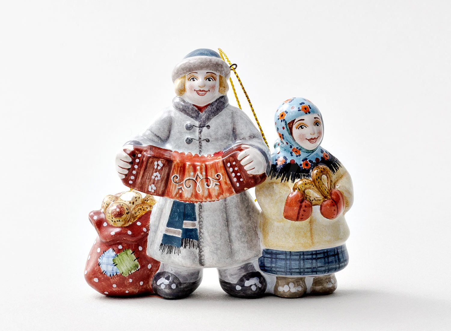 Елочная игрушка «Колядки» Форма: Колядки. Майолика. 80 x 80 мм.