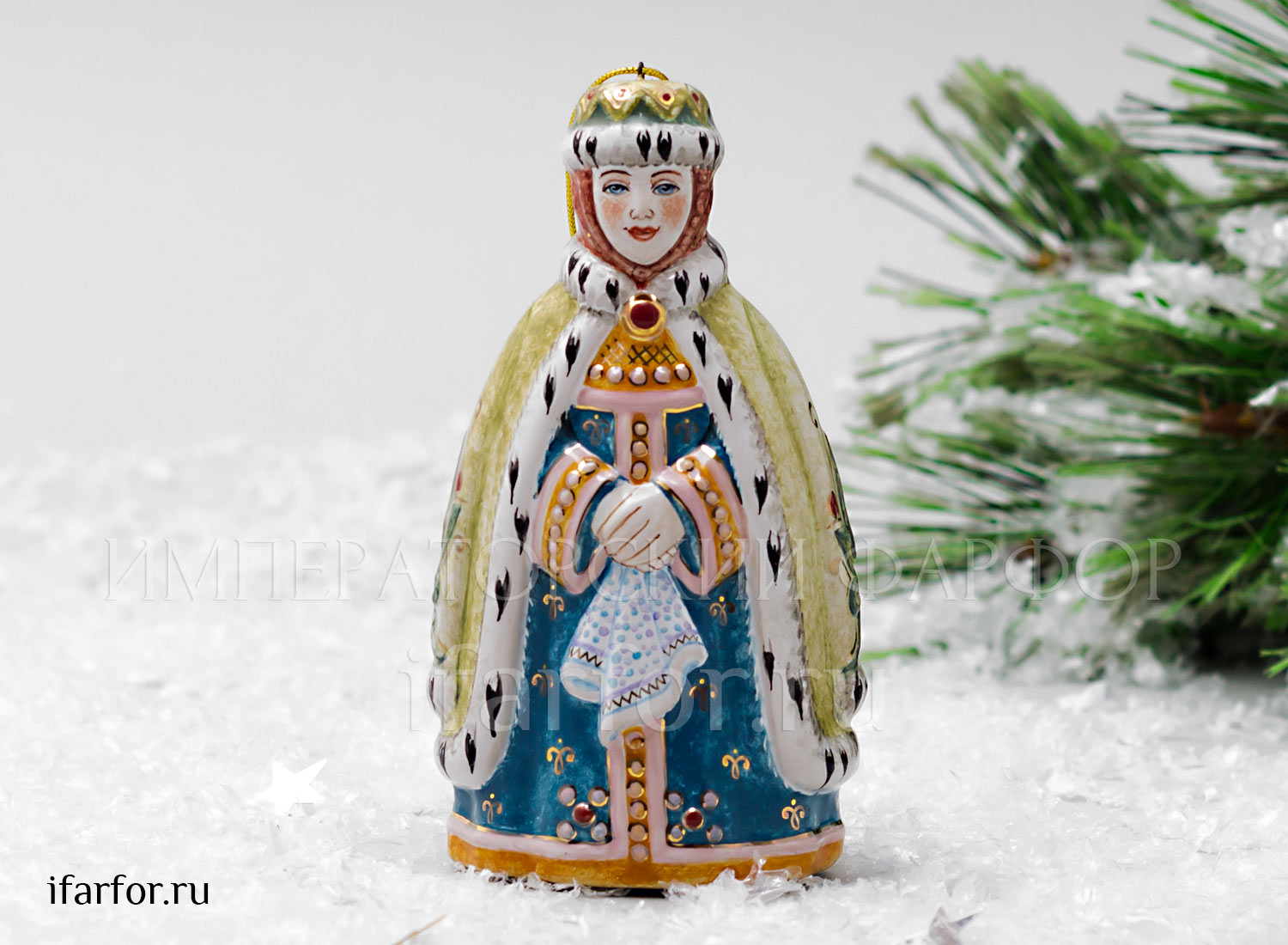 Елочная игрушка «Царица» Форма: Царица. Майолика. 70 x 60 x 125 мм.