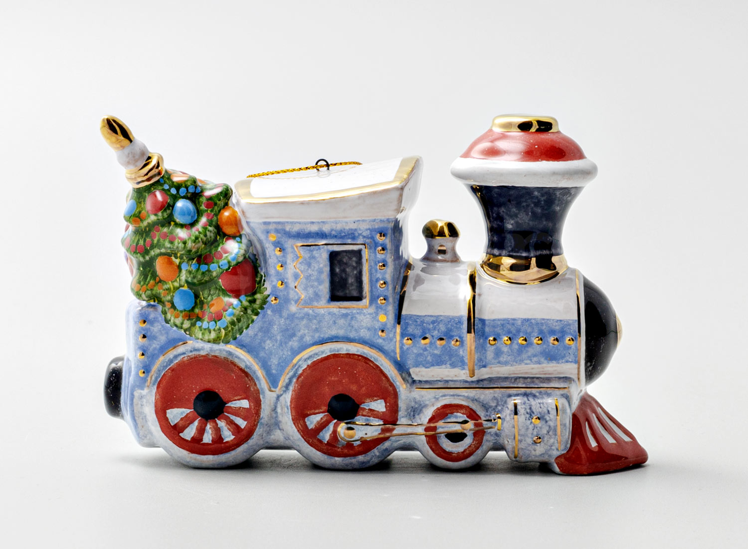 Елочная игрушка «Голубой вагон» Форма: Голубой вагон. Майолика. 125 x 90 мм.