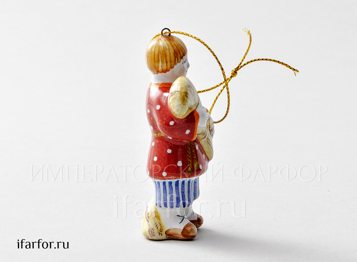 Елочная игрушка «Мальчик со снопом» Форма: Мальчик со снопом. Майолика. 50 x 80 мм.