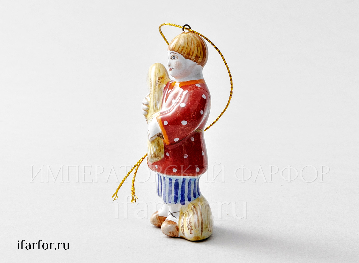 Елочная игрушка «Мальчик со снопом» Форма: Мальчик со снопом. Майолика. 50 x 80 мм.