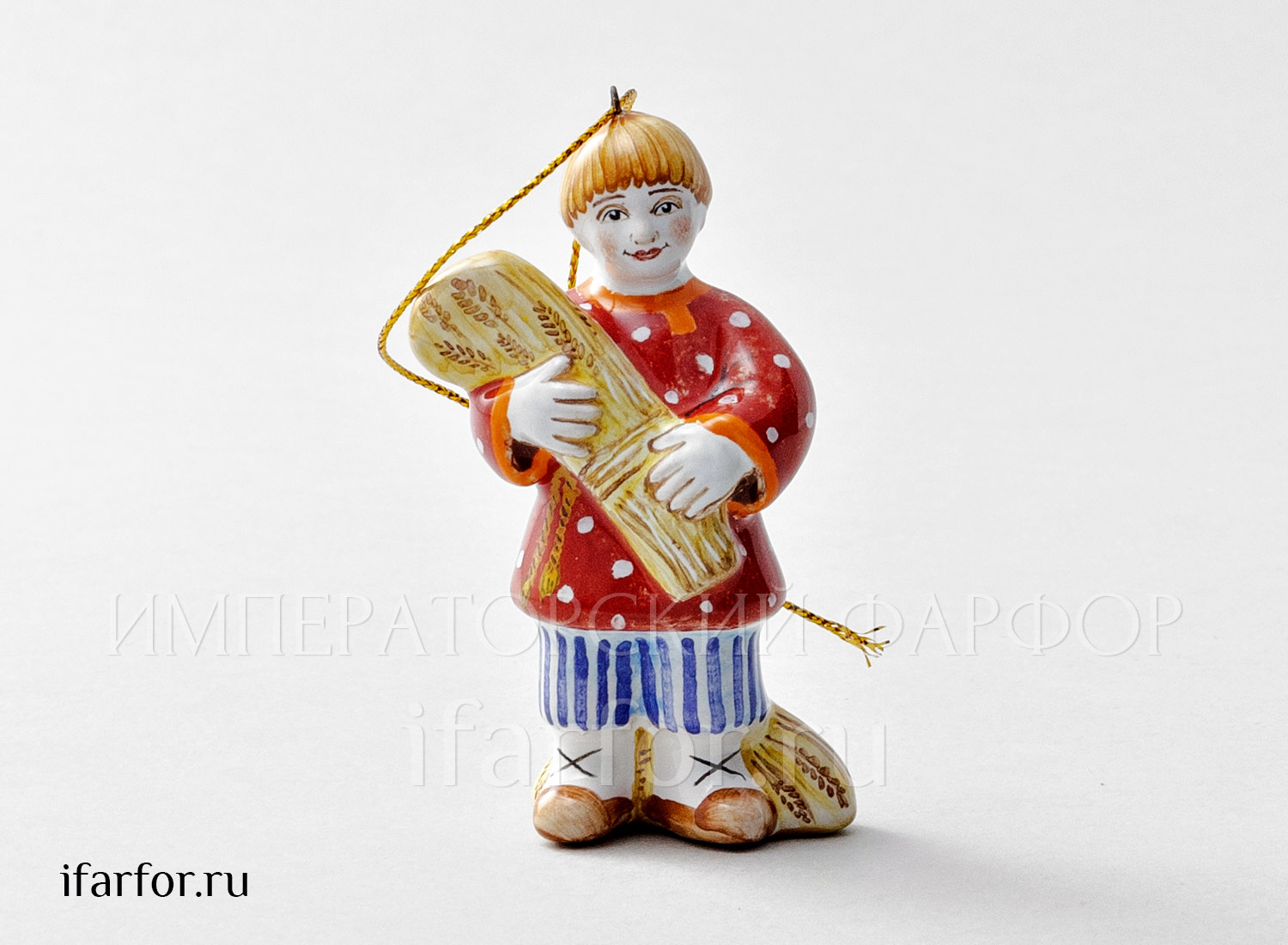 Елочная игрушка «Мальчик со снопом» Форма: Мальчик со снопом. Майолика. 50 x 80 мм.
