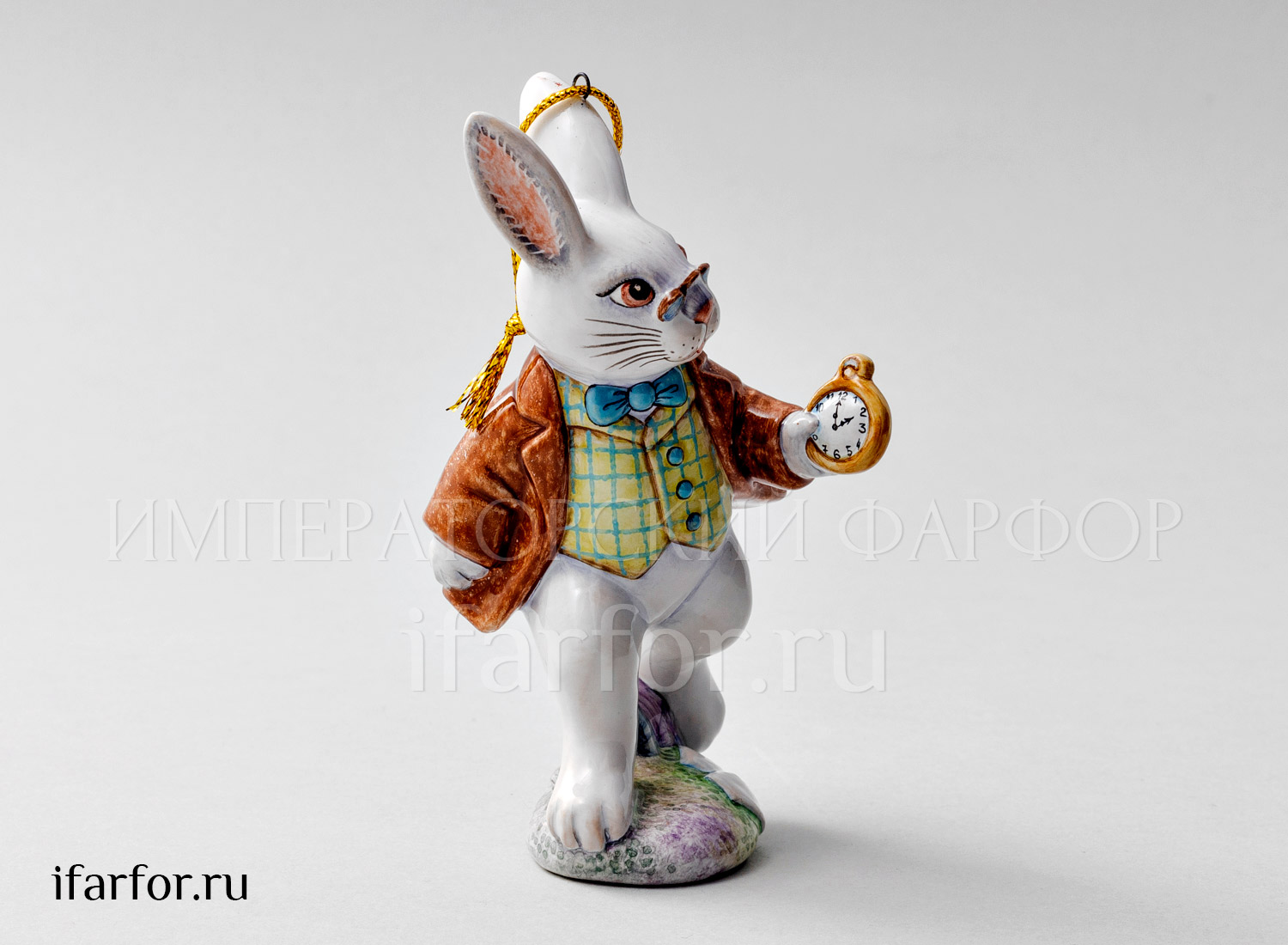 Елочная игрушка «Белый Кролик» Форма: Белый Кролик. Майолика. 70 x 125 мм.