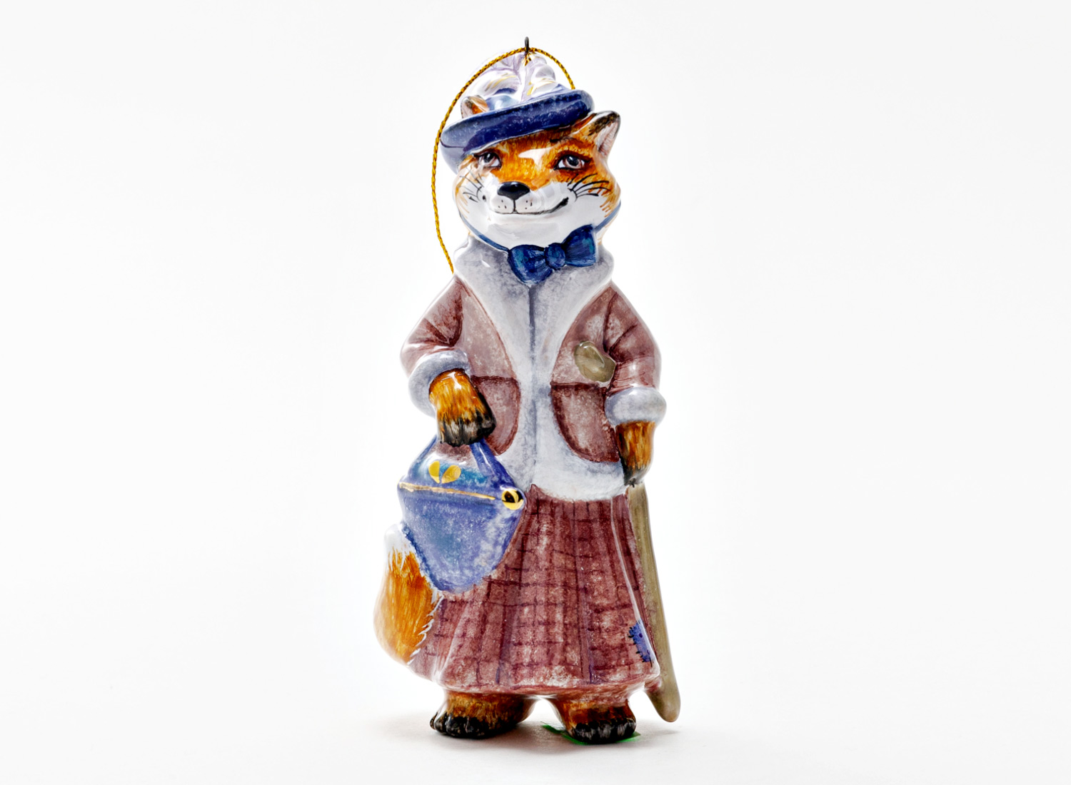 Елочная игрушка «Золотой ключик. Лиса Алиса» Майолика. 60 x 120 мм.