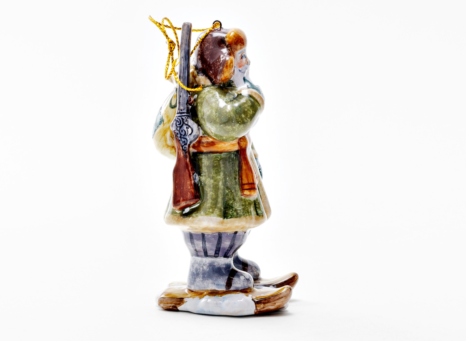 Елочная игрушка «Серебряное копытце. Дед Кокованя» Майолика. 55 x 105 мм.