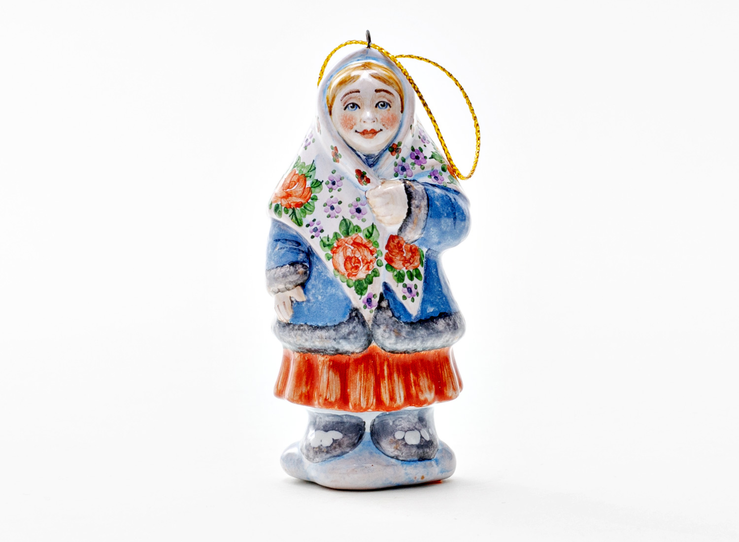 Елочная игрушка «Серебряное копытце. Девочка Даренка» Майолика. 40 x 85 мм.