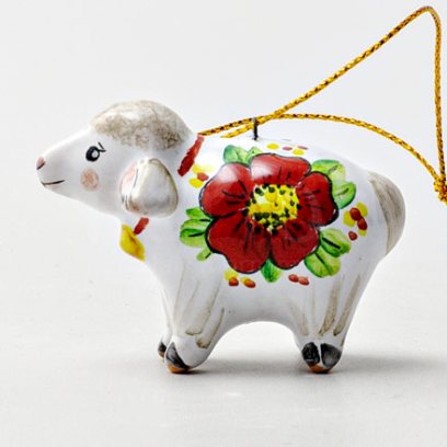 Елочная игрушка «Овечка» Форма: Овечка. Майолика. 52 x 40 мм.