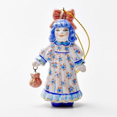 Елочная игрушка «Золотой ключик. Мальвина» Майолика. 50 x 90 мм.