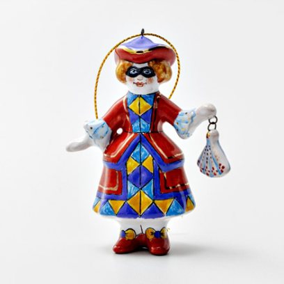 Елочная игрушка «Золотой ключик. Коломбина» Майолика. 60 x 90 мм.