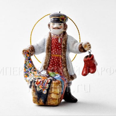 Елочная игрушка «Коробейник» Форма: Коробейник. Майолика. 65 x 100 мм.