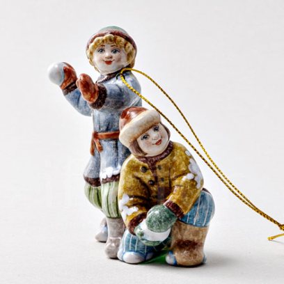 Елочная игрушка «Снежки» Форма: Снежки. Майолика. 75 x 80 мм.