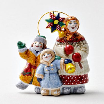 Елочная игрушка «Колядки» Форма: Колядки. Майолика. 75 x 85 мм.