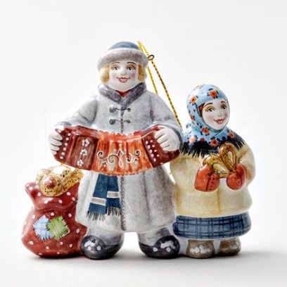 Елочная игрушка «Колядки» Форма: Колядки. Майолика. 80 x 80 мм.