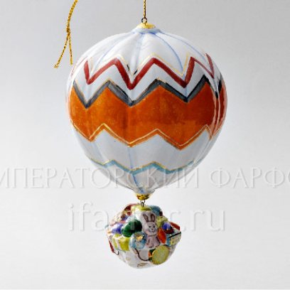 Елочная игрушка «Воздушный шар» Форма: Воздушный шар. Майолика. 80 x 135 мм.
