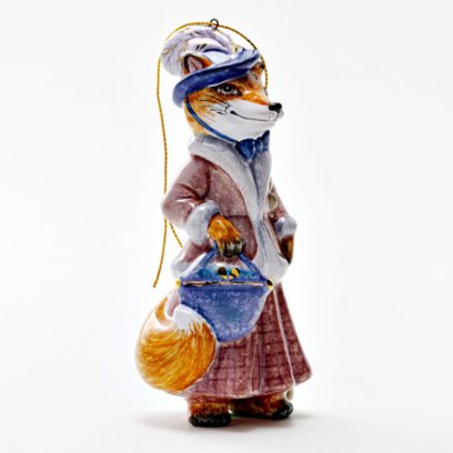 Елочная игрушка «Золотой ключик. Лиса Алиса» Майолика. 60 x 120 мм.