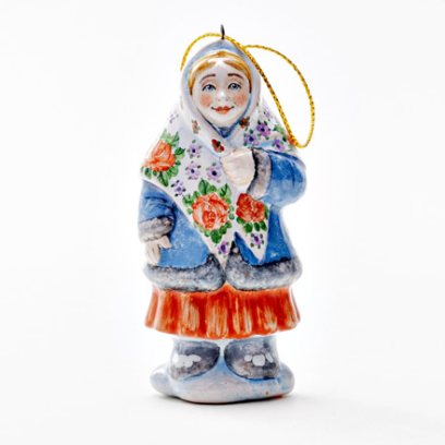 Елочная игрушка «Серебряное копытце. Девочка Даренка» Майолика. 40 x 85 мм.