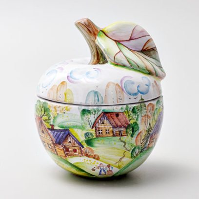 Шкатулка «Шкатулка-яблоко Осень» Майолика. 130 x 130 x 160 мм.