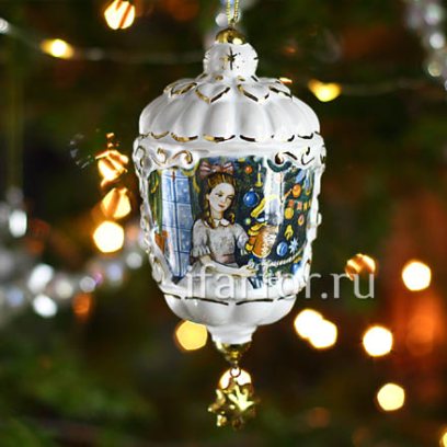 Елочная игрушка «Фонарик ажурный» Форма: Фонарик ажурный. Майолика. 60 x 120 мм.